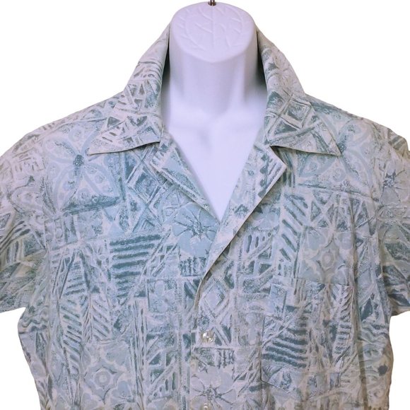 Vintage 80s Aloha Shirt Handmade 'My Hubby' L/XL Pocket Lapel Tropical Abstract - Picture 2 of 11